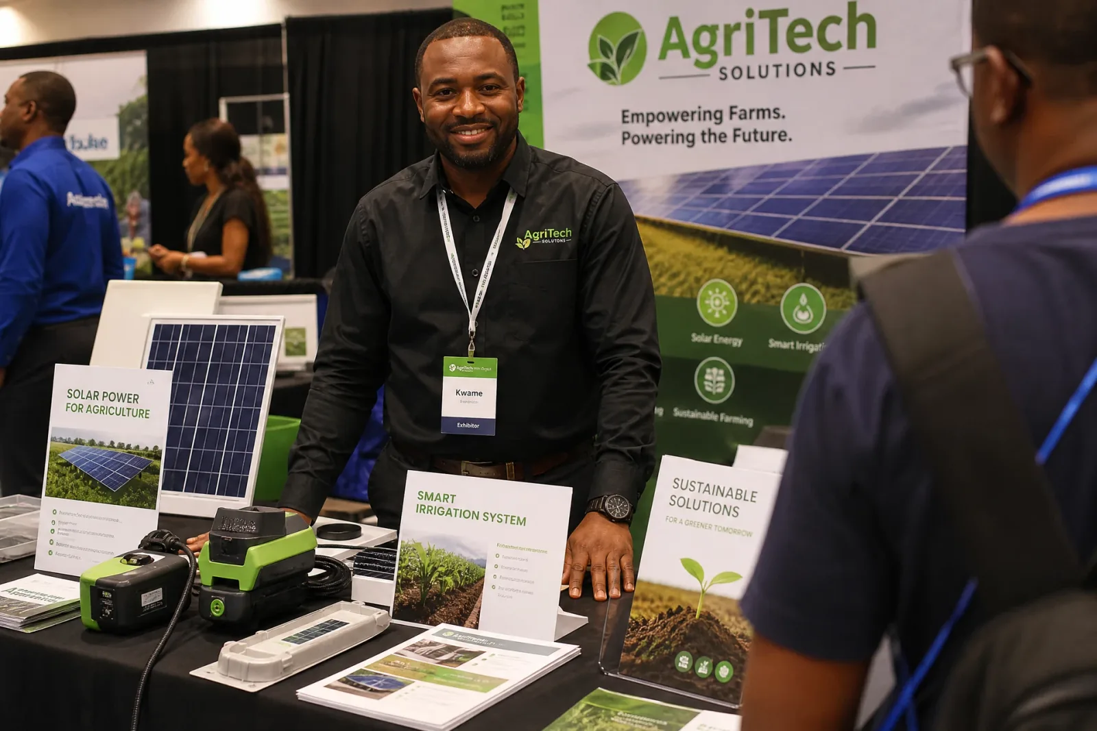 Vendors and attendees at the conference exhibit floor